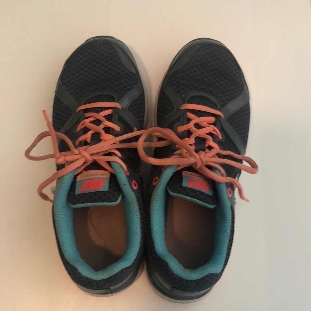 Nike Lunaforever running shoes in dark grey blue peachy colors side swoosh